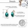 image:imageTeardrop Austrian Crystal Leverback Drop Earrings for Women 14K Rose Gold Plated Hypoallergenic JewelryEmerald