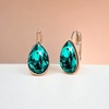 image:imageTeardrop Austrian Crystal Leverback Drop Earrings for Women 14K Rose Gold Plated Hypoallergenic JewelryEmerald