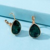 image:imageTeardrop Austrian Crystal Leverback Drop Earrings for Women 14K Rose Gold Plated Hypoallergenic JewelryEmerald