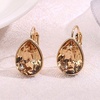 image:imageTeardrop Austrian Crystal Leverback Drop Earrings for Women 14K Rose Gold Plated Hypoallergenic JewelryLight Topaz