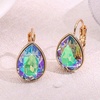 image:imageTeardrop Austrian Crystal Leverback Drop Earrings for Women 14K Rose Gold Plated Hypoallergenic JewelryRainbow