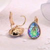 image:imageTeardrop Austrian Crystal Leverback Drop Earrings for Women 14K Rose Gold Plated Hypoallergenic JewelryRainbow