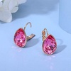 image:imageTeardrop Austrian Crystal Leverback Drop Earrings for Women 14K Rose Gold Plated Hypoallergenic JewelryRose Pink