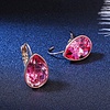 image:imageTeardrop Austrian Crystal Leverback Drop Earrings for Women 14K Rose Gold Plated Hypoallergenic JewelryRose Pink