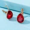 image:imageTeardrop Austrian Crystal Leverback Drop Earrings for Women 14K Rose Gold Plated Hypoallergenic JewelryRuby