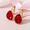 image:imageTeardrop Austrian Crystal Leverback Drop Earrings for Women 14K Rose Gold Plated Hypoallergenic JewelryRuby