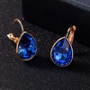 image:imageTeardrop Austrian Crystal Leverback Drop Earrings for Women 14K Rose Gold Plated Hypoallergenic JewelrySapphire