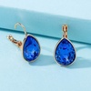 image:imageTeardrop Austrian Crystal Leverback Drop Earrings for Women 14K Rose Gold Plated Hypoallergenic JewelrySapphire