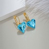 image:imageTrendy Austrian Crystal Heart Drop Leverback Earrings for Women 14K Rose Gold Plated Hypoallergenic Jewelry GiftsAquamarine