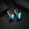 image:imageTrendy Austrian Crystal Heart Drop Leverback Earrings for Women 14K Rose Gold Plated Hypoallergenic Jewelry GiftsAquamarine