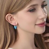 image:imageTrendy Austrian Crystal Heart Drop Leverback Earrings for Women 14K Rose Gold Plated Hypoallergenic Jewelry GiftsAquamarine