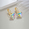 image:imageTrendy Austrian Crystal Heart Drop Leverback Earrings for Women 14K Rose Gold Plated Hypoallergenic Jewelry GiftsAurora Borealis