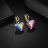 image:imageTrendy Austrian Crystal Heart Drop Leverback Earrings for Women 14K Rose Gold Plated Hypoallergenic Jewelry GiftsAurora Borealis