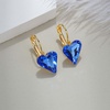 image:imageTrendy Austrian Crystal Heart Drop Leverback Earrings for Women 14K Rose Gold Plated Hypoallergenic Jewelry GiftsBermuda Blue