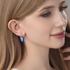 image:imageTrendy Austrian Crystal Heart Drop Leverback Earrings for Women 14K Rose Gold Plated Hypoallergenic Jewelry GiftsBermuda Blue