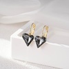 image:imageTrendy Austrian Crystal Heart Drop Leverback Earrings for Women 14K Rose Gold Plated Hypoallergenic Jewelry GiftsBlack