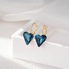 image:imageTrendy Austrian Crystal Heart Drop Leverback Earrings for Women 14K Rose Gold Plated Hypoallergenic Jewelry GiftsDark Blue