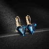 image:imageTrendy Austrian Crystal Heart Drop Leverback Earrings for Women 14K Rose Gold Plated Hypoallergenic Jewelry GiftsDark Blue