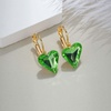 image:imageTrendy Austrian Crystal Heart Drop Leverback Earrings for Women 14K Rose Gold Plated Hypoallergenic Jewelry GiftsFern Green