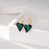 image:imageTrendy Austrian Crystal Heart Drop Leverback Earrings for Women 14K Rose Gold Plated Hypoallergenic Jewelry GiftsGreen