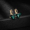 image:imageTrendy Austrian Crystal Heart Drop Leverback Earrings for Women 14K Rose Gold Plated Hypoallergenic Jewelry GiftsGreen