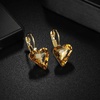 image:imageTrendy Austrian Crystal Heart Drop Leverback Earrings for Women 14K Rose Gold Plated Hypoallergenic Jewelry GiftsLight Topaz