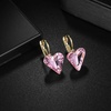 image:imageTrendy Austrian Crystal Heart Drop Leverback Earrings for Women 14K Rose Gold Plated Hypoallergenic Jewelry GiftsPink