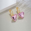 image:imageTrendy Austrian Crystal Heart Drop Leverback Earrings for Women 14K Rose Gold Plated Hypoallergenic Jewelry GiftsPink