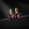 image:imageTrendy Austrian Crystal Heart Drop Leverback Earrings for Women 14K Rose Gold Plated Hypoallergenic Jewelry GiftsPurple