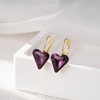 image:imageTrendy Austrian Crystal Heart Drop Leverback Earrings for Women 14K Rose Gold Plated Hypoallergenic Jewelry GiftsPurple
