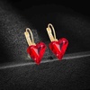 image:imageTrendy Austrian Crystal Heart Drop Leverback Earrings for Women 14K Rose Gold Plated Hypoallergenic Jewelry GiftsRed