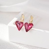 image:imageTrendy Austrian Crystal Heart Drop Leverback Earrings for Women 14K Rose Gold Plated Hypoallergenic Jewelry GiftsRose Pink