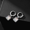 image:imageTrendy Austrian Crystal Rectangle Drop Leverback Earrings for Women 14k White Gold Plated Huggie Earring Hypoallergenic Jewelry GiftAurora Borealis