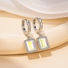 image:imageTrendy Austrian Crystal Rectangle Drop Leverback Earrings for Women 14k White Gold Plated Huggie Earring Hypoallergenic Jewelry GiftAurora Borealis