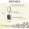 image:imageTrendy Austrian Crystal Rectangle Drop Leverback Earrings for Women 14k White Gold Plated Huggie Earring Hypoallergenic Jewelry GiftBlackSilvertone