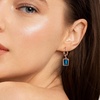 image:imageTrendy Austrian Crystal Rectangle Drop Leverback Earrings for Women 14k White Gold Plated Huggie Earring Hypoallergenic Jewelry GiftDark Blue  Goldtone