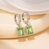 image:imageTrendy Austrian Crystal Rectangle Drop Leverback Earrings for Women 14k White Gold Plated Huggie Earring Hypoallergenic Jewelry GiftFern GreenSilvertone