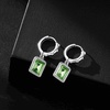 image:imageTrendy Austrian Crystal Rectangle Drop Leverback Earrings for Women 14k White Gold Plated Huggie Earring Hypoallergenic Jewelry GiftFern GreenSilvertone