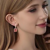 image:imageTrendy Austrian Crystal Rectangle Drop Leverback Earrings for Women 14k White Gold Plated Huggie Earring Hypoallergenic Jewelry GiftRed  Goldtone