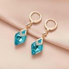 image:imageTrendy Austrian Crystal Rhombus Drop Huggie Dangle Earrings for Women 14k Rose Gold Plated Hypoallergenic Jewelry GiftsAquamarine