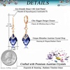 image:imageTrendy Austrian Crystal Rhombus Drop Huggie Dangle Earrings for Women 14k Rose Gold Plated Hypoallergenic Jewelry GiftsBermuda Blue