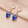 image:imageTrendy Austrian Crystal Rhombus Drop Huggie Dangle Earrings for Women 14k Rose Gold Plated Hypoallergenic Jewelry GiftsBermuda Blue