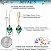 image:imageTrendy Austrian Crystal Rhombus Drop Huggie Dangle Earrings for Women 14k Rose Gold Plated Hypoallergenic Jewelry GiftsEmerald