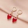 image:imageTrendy Austrian Crystal Rhombus Drop Huggie Dangle Earrings for Women 14k Rose Gold Plated Hypoallergenic Jewelry GiftsRed