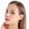 image:imageTrendy Austrian Crystal Rhombus Drop Huggie Dangle Earrings for Women 14k Rose Gold Plated Hypoallergenic Jewelry GiftsRed