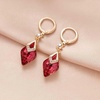 image:imageTrendy Austrian Crystal Rhombus Drop Huggie Dangle Earrings for Women 14k Rose Gold Plated Hypoallergenic Jewelry GiftsRose Pink