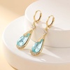 image:imageTrendy Austrian Crystal Teardrop Drop Huggie Dangle Earrings for Women 14k Rose Gold Plated Hypoallergenic Jewelry GiftsAquamarine
