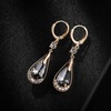 image:imageTrendy Austrian Crystal Teardrop Drop Huggie Dangle Earrings for Women 14k Rose Gold Plated Hypoallergenic Jewelry GiftsBlack