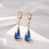 image:imageTrendy Austrian Crystal Teardrop Drop Huggie Dangle Earrings for Women 14k Rose Gold Plated Hypoallergenic Jewelry GiftsBlue