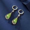 image:imageTrendy Austrian Crystal Teardrop Drop Huggie Dangle Earrings for Women 14k Rose Gold Plated Hypoallergenic Jewelry GiftsFern Green